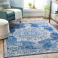 Muradbegovic Persian Medallion Navy Grey Soft Area Rug