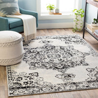 Muradbegovic Persian Medallion Navy Grey Soft Area Rug