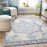 Muradbegovic Persian Medallion Navy Grey Soft Area Rug