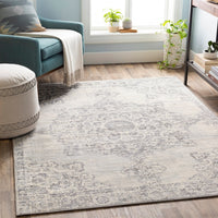 Muradbegovic Persian Medallion Navy Grey Soft Area Rug