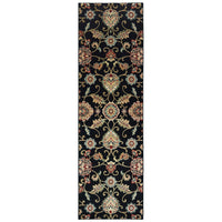 Silko Oriental Black Multi Floral Soft Area Rug