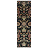 Silko Oriental Black Multi Floral Soft Area Rug