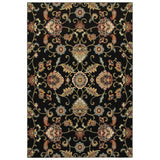 Silko Oriental Black Multi Floral Soft Area Rug