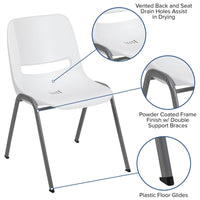 Green Ergonomic Shell Stack Chair with Gray Frame