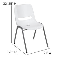 Green Ergonomic Shell Stack Chair with Gray Frame