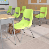 Green Ergonomic Shell Stack Chair with Gray Frame