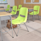 Green Ergonomic Shell Stack Chair with Gray Frame