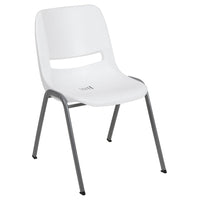 Green Ergonomic Shell Stack Chair with Gray Frame
