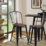 Gymax 2 PC Metal Wood Counter Stool Kitchen Dining Bar Chairs