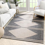 Tribal Diamond Medallion Pattern Grey Looped Pile Area Rug
