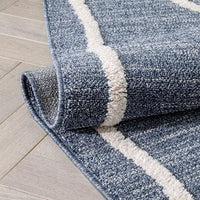 Moroccan Lattice Trellis Blue Looped Pile Soft Area Rug