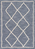 Moroccan Lattice Trellis Blue Looped Pile Soft Area Rug