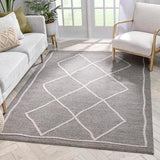 Moroccan Lattice Trellis Taupe Looped Pile Soft Area Rug