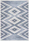 Southwestern Medallion Pattern Blue Looped Pile Soft Area Rug