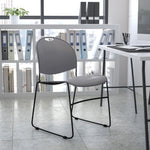 HERCULES Series 880 lb. Capacity Gray Ultra-Compact Stack Chair with Black Powder Coated Frame