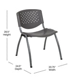 HERCULES Series 880 lb. Capacity Orange Plastic Stack Chair with Titanium Gray Powder Coated Frame