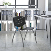 HERCULES Series 880 lb. Capacity Orange Plastic Stack Chair with Titanium Gray Powder Coated Frame