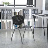 HERCULES Series 880 lb. Capacity Orange Plastic Stack Chair with Titanium Gray Powder Coated Frame