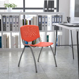 HERCULES Series 880 lb. Capacity Orange Plastic Stack Chair with Titanium Gray Powder Coated Frame