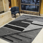 Monochromatic/Linear Design Contemporary Hand Carved Area Rug