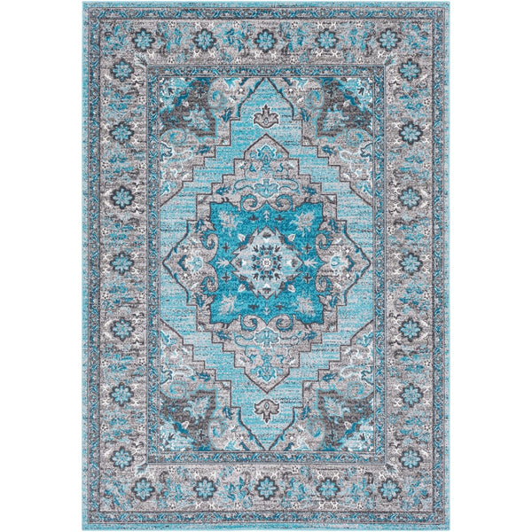 Traditional Medallion Blue Gray Area Rug