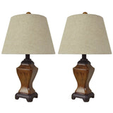 Traditional Wooden Looking 19" Table Lamp Set (Set of 2)