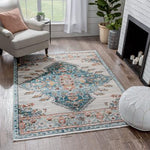 Manor Vintage Bohemian Medallion Oriental Blue Rug