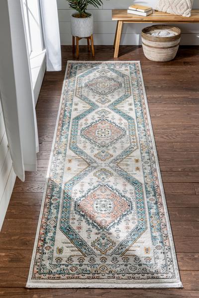 Jane Vintage Bohemian Aztec Tribal Blue Soft Area  Rug