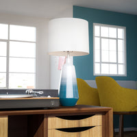 Kaia Sky Blue Ombre Ceramic with Burshed Steel Table Lamp