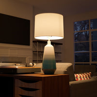 Kaia Sky Blue Ombre Ceramic with Burshed Steel Table Lamp