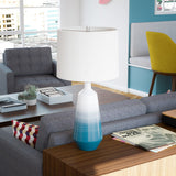 Kaia Sky Blue Ombre Ceramic with Burshed Steel Table Lamp