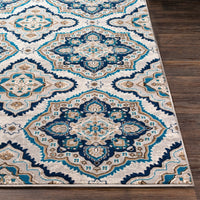 Transitional Floral Navy Blue Ivory Neutral Area Rug
