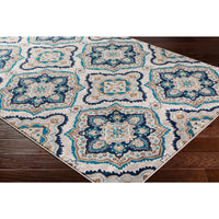 Transitional Floral Navy Blue Ivory Neutral Area Rug