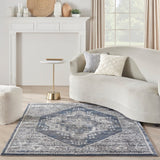 Meryl Streep Collection Blue Grey Formal Bordered Soft Area Rug