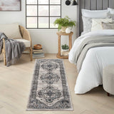 Meryl Streep Collection Blue Grey Formal Bordered Soft Area Rug