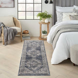 Meryl Streep Collection Blue Grey Formal Bordered Soft Area Rug