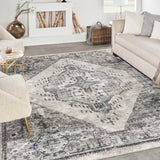 Meryl Streep Collection Blue Grey Formal Bordered Soft Area Rug