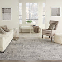 Sandra Ivory Dark Grey Center Medallion Soft Area Rug