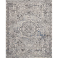 Sandra Ivory Dark Grey Center Medallion Soft Area Rug