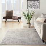 Sandra Ivory Dark Grey Center Medallion Soft Area Rug