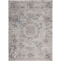 Sandra Ivory Dark Grey Center Medallion Soft Area Rug