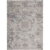 Sandra Ivory Dark Grey Center Medallion Soft Area Rug