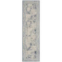 Alexandra Blue Ivory Distressed Soft Area Rug