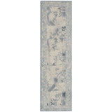 Alexandra Blue Ivory Distressed Soft Area Rug