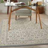 Meryl Streep Collection Floral Bordered Grey/ Light Grey Soft Area Rug