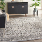 Meryl Streep Collection Floral Bordered Grey/ Light Grey Soft Area Rug