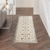 Meryl Streep Collection Floral Bordered Grey/ Light Grey Soft Area Rug