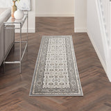 Meryl Streep Collection Floral Bordered Grey/ Light Grey Soft Area Rug