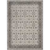 Meryl Streep Collection Floral Bordered Grey/ Light Grey Soft Area Rug