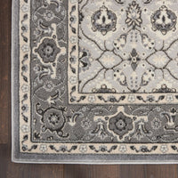 Meryl Streep Collection Floral Bordered Grey/ Light Grey Soft Area Rug